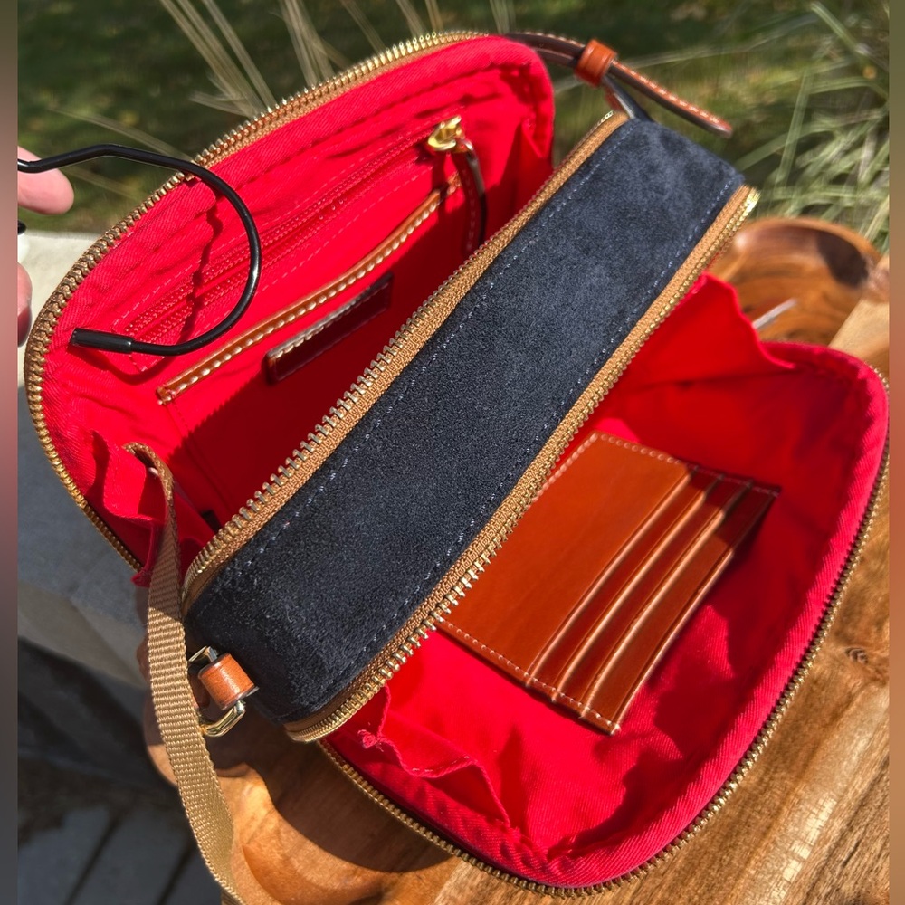 Dooney & Bourke Navy Suede Sawyer Crossbody EUC - Picture 7 of 17